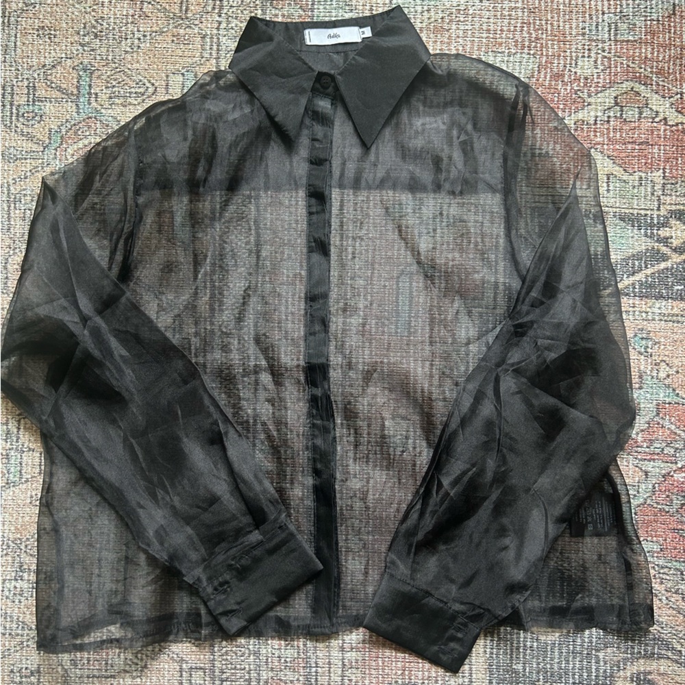 Adika black see through button up